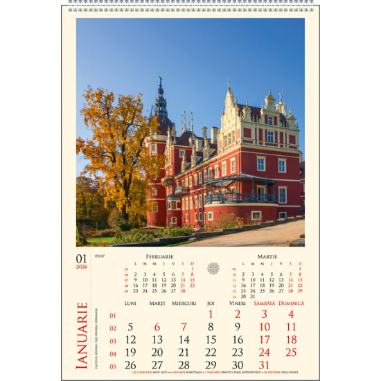 Calendar de perete CASTELE 2026