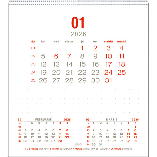 Calendar de birou PU PRISMA 2026